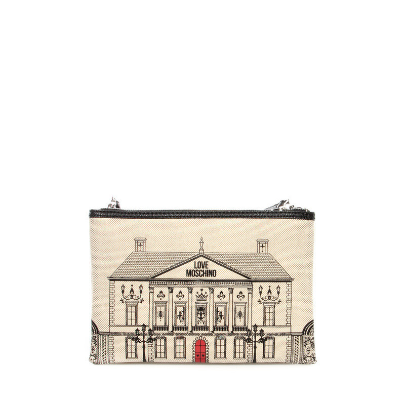 Clutch Moschino Love beige-black